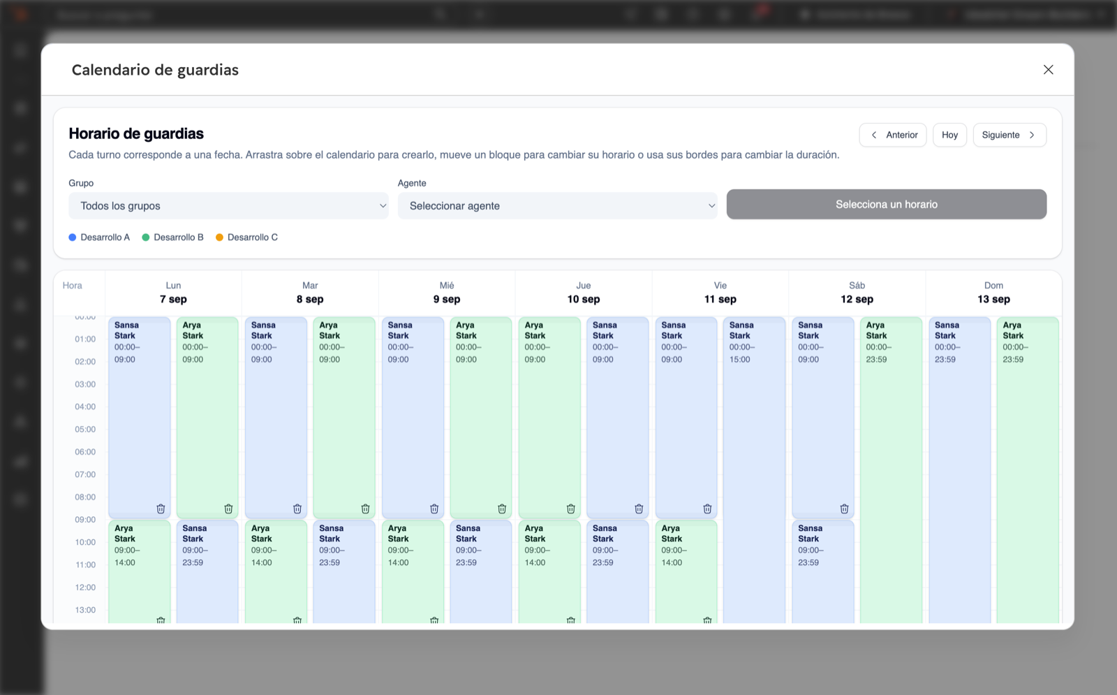Agent schedule view